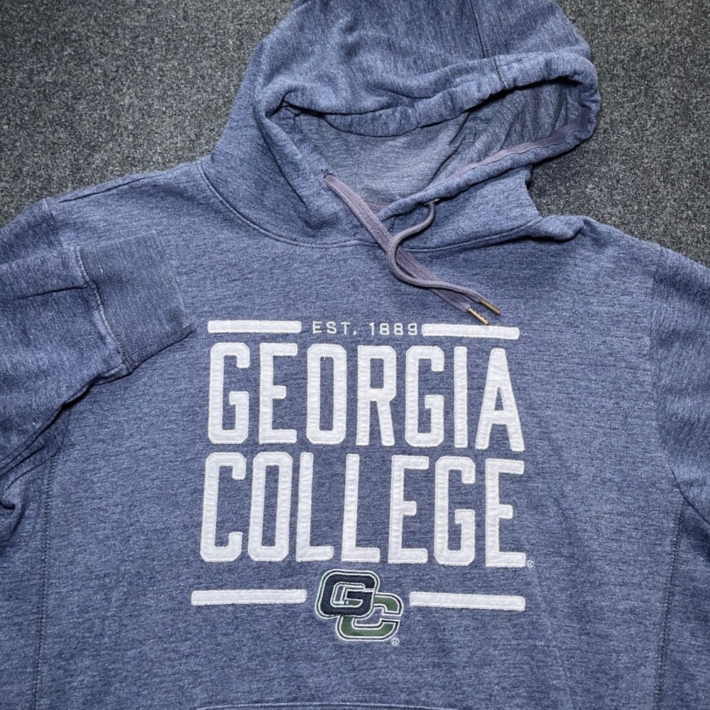 League Hoodie Men Large Blue Excellent Georgia College Pullover Sweatshirt L510